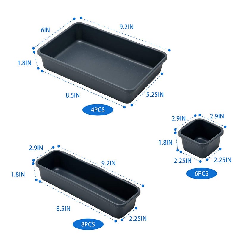 BYCY 18 Pcs Drawer Organizers Trays Set for Office Bathroom Dresser Interlocking Dividers Storage Bins Pack (18 Pieces Set) - Image 2